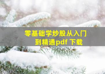 零基础学炒股从入门到精通pdf 下载